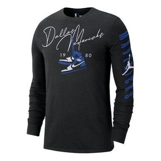 Nike Mens Nike Casual Round Neck Pullover Printing Long Sleeves Black T-Shirt DJ6537-010