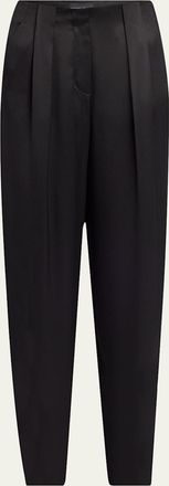 Giorgio Armani Pleated High-Rise Double Silk Satin Trousers