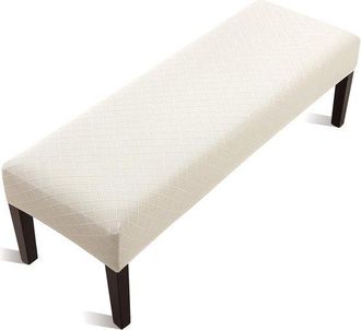 OEM Funda El&aacute;stica Para Banco De Comedor - Color Crema Con Estampado De Rombos, De Ajuste Universal, Protectora Y Elegante