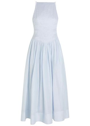 Aje Aje Helene Pleated Ramie Maxi Dress - Light Blue - 10 (UK10 / S)
