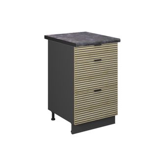 Vicco Mueble Bajo De Cocina Fame-line, Panel De Roble, 50 Cm, Et Antracita