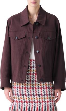 Akris Stretch Denim Trucker Jacket in Blackberry at Nordstrom, Size 16