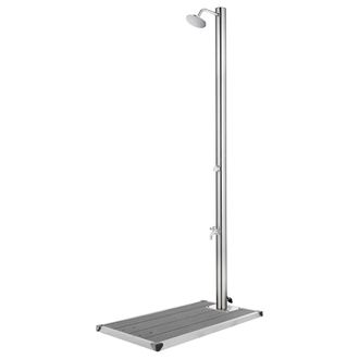vidaXL Ducha De Jard&iacute;n Con Base Gris De 220 Cm De Acero Inoxidable