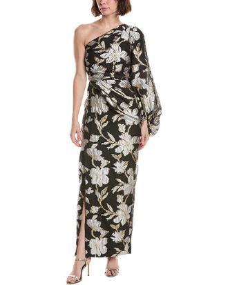 Milly Cher Floral Jacquard One-Shoulder Dress