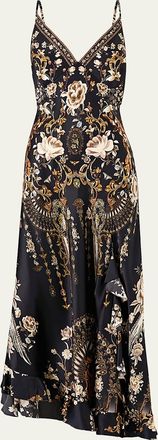 Camilla Flamenco Folklore Bias Slip Dress with Frill Hem