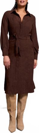 Tribal Long Sleeve Shirt Dress In Cocoa