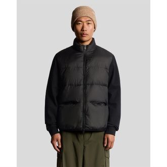 Lyle & Scott Mens And Neck Hybrid Zip Through Jumper in Black - Size X-Large