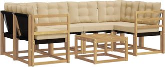 vidaXL Conjunto De Sof&aacute;s De Exterior 7 Uds. Y Beige Vidaxl
