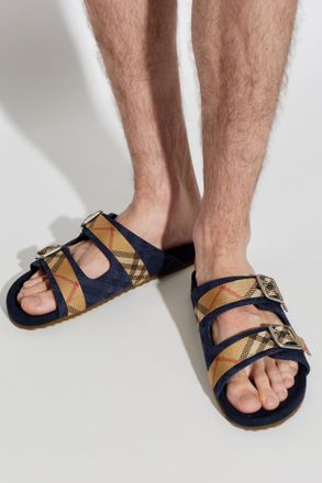 Burberry Urchin Slides, Mens, Navy Blue