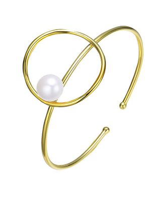 Genevive 18K Over Silver 10Mm Freshwater Pearl Bracelet