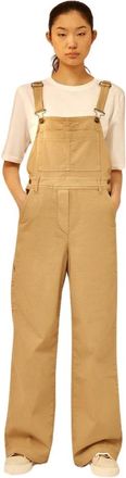 Semicouture Gekleurde Gabardine Overall met Verstelbare Bandjes - Dames - Jumpsuits - Bruin - S - Katoen - Jumpsuits & Playsuits