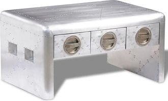 vidaXL Vidaxl - Aviator Coffee Table 3 Drawers Vintage Aircraft Airman Style