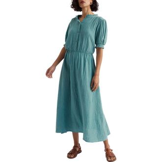 Seasalt Cornwall Shore Path Organic Cotton Gauze Midi Dress in Sardine at Nordstrom, Size 16 Us