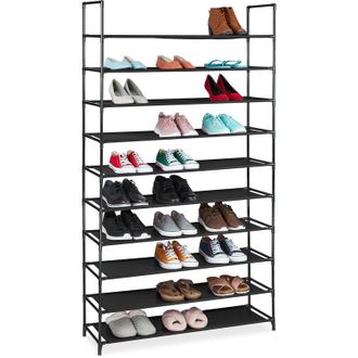 Relaxdays Relaxdays - plug-in shoe rack, xxl shoe organiser, storage, 10 tiers, 50 pairs of shoes, modular system, black