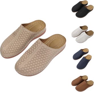 Generic Womens Sandals UK Ladies Closed Toe Sandal Low Wedge Sliders Summer Suede Flat Slipper Orthopedic Shoes Closed Toe Spa Slippers Hotel Fit Most Men and
