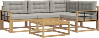 vidaXL Conjunto De Sof&aacute;s De Exterior 5 Uds. Blanco Y Gris Claro Vidaxl