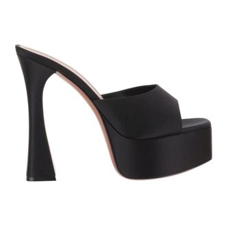 Amina Muaddi Dames, Schoenen, Zwart, Maat: 38 1/2 EU Satijn