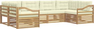vidaXL Conjunto De Sof&aacute;s De Exterior 6 Uds. Blanco Y Crema Poli&eacute;ster Vidaxl