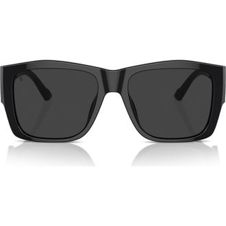 Ferrari 56mm Polarized Square Sunglasses in Black /Polar Grey at Nordstrom