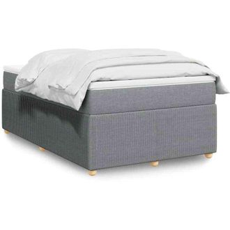 vidaXL Cama Box Spring Con Colch&oacute;n Tela Gris Claro 120x190 Cm Vidaxl