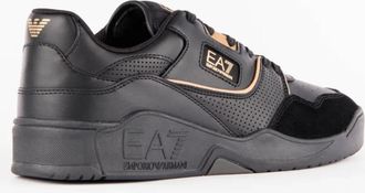 Emporio Armani Zwarte Patch Logo Mandenmand - Heren - Sneakers - Zwart - 42 1/2 EU - Schoenen
