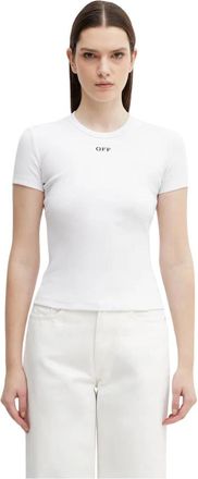 Off-white Off Stamp Rib Basic T-Shirt - Dames - T-shirts - Wit - S - Katoen - Tops
