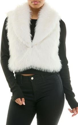 Nina Leonard Cropped Collared Faux Fur Vest in Ivory at Nordstrom Rack, Size X-Large