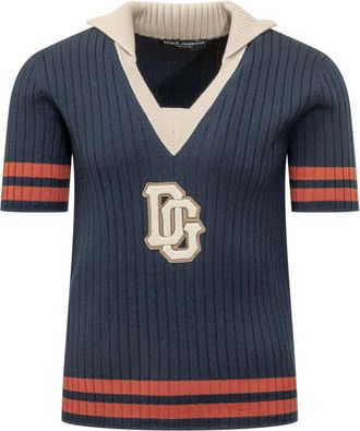 Dolce & Gabbana Navy V Neck Sweater