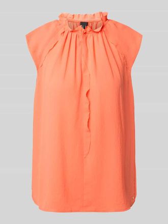 Marc Cain Blusenshirt mit R&uuml;schen und Kapp&auml;rmeln in Koralle, Gr&ouml;&szlig;e 34