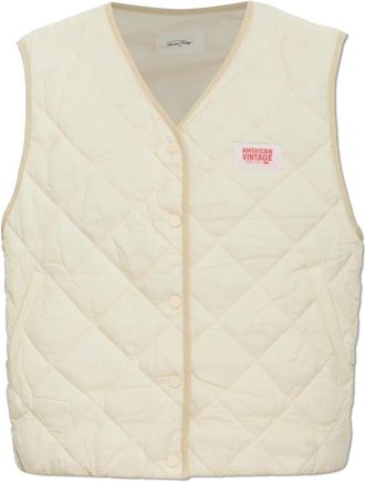 American Vintage Yupibam Padded Vest - Dames - Bodywarmers - Beige - Xs/S - Leer - Jassen