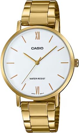 Casio Womens White Dial Analog Watch Gold Tone Bracelet - LTP-VT01G-7BUDF