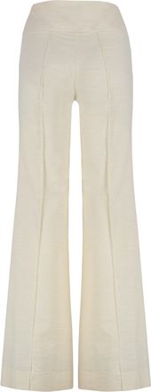 Versace Jeans Couture Womens Straight-Leg Cotton Trousers Cream Straight