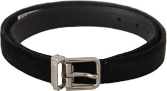 Dolce & Gabbana Casual Velvet Logo Buckle Belt - unisex - Riemen - Zwart - ONE Size - Accessoires