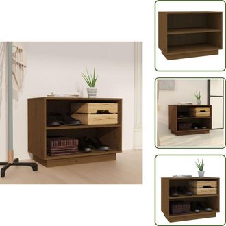 vidaXL The Living Store Scarpiera Marrone Ambra 60x34x45 cm in Legno Massello di Pino - Scarpiera marrone ambra