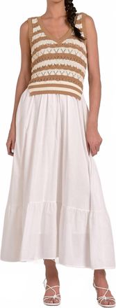Elan Crochet Dress In White/tan