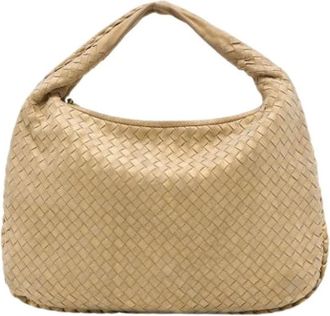 Bottega Veneta Pre-owned Woven Hobo - Dames - Vintage Schoudertas - Beige - ONE Size - Leer - Vintage