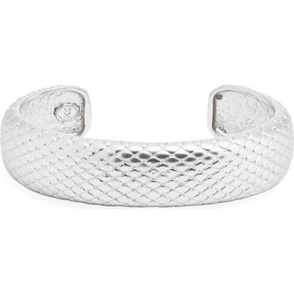 Karine Sultan Snakeskin Textured Cuff Bracelet in Silver at Nordstrom