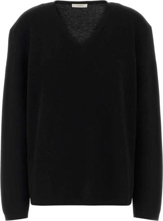 The Row V-hals Gebreide Top - Dames - Cashmere truien - Zwart - M - Kasjmier - Truien & Vesten