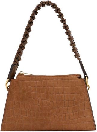 Reiss Avery Croc Embossed Leather Shoulder Bag in Tan at Nordstrom