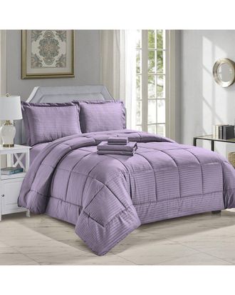 Luxury Home 8Pc Dobby Stripe Comforter Set