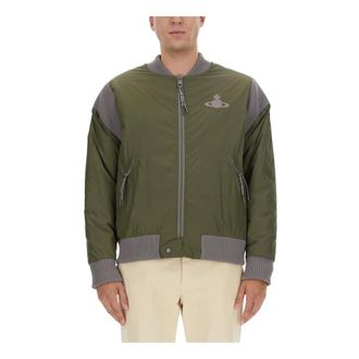 Vivienne Westwood Bomber Jackets, male, Green, Size: XL Stripped Cyclist Bomber
