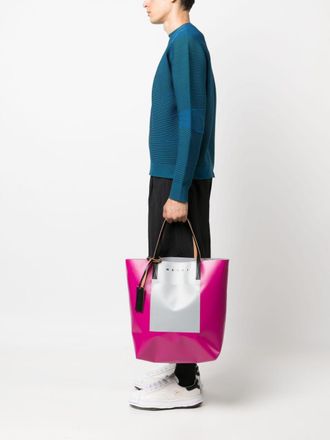 トートバッグ MARNI Two-tone fabric medium shopping bag Black Puff E/W tote bag | Marni