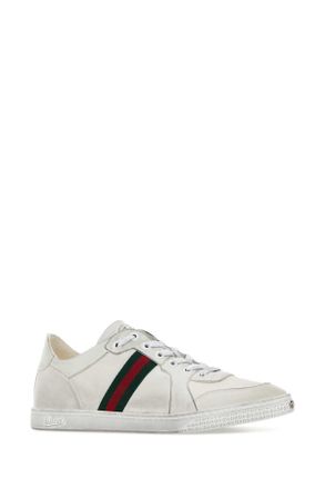 Gucci Mens White Leather Stretch Sneakers Whitewhitevrv