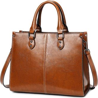 Generic Large Satchel Handbag for Women Genuine Leather Top Handle Purse Fashion Shiny Leather Tote Crossbody Bags (Yellow)