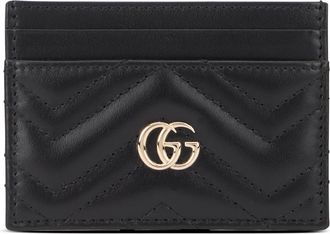 Gucci Womens Leather Wallet Gg Marmont Black Calf Skin & Purses
