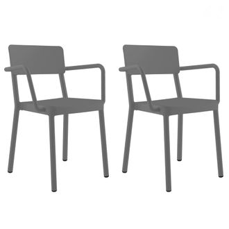 Resol Set 2 Sillas Con Brazos Interior, Exterior Gris Oscuro Lisboa Resol