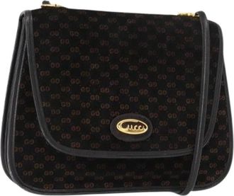 Gucci Pre-owned Cross Body Bags, female, Black, Size: ONE SIZE Pre-owned Suede Cross Body Bag