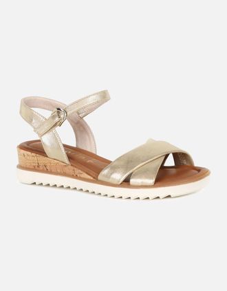 Tamaris Tamaris Womens Carnation Womens Low Wedge Sandals - Gold - Size: 8