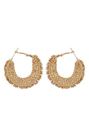 Panacea Woven Hoop Earrings in Tan at Nordstrom