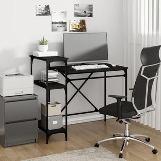 vidaXL Vidaxl - Escritorio Con Estantes Madera Contrachapada Negro 105x50x90 Cm